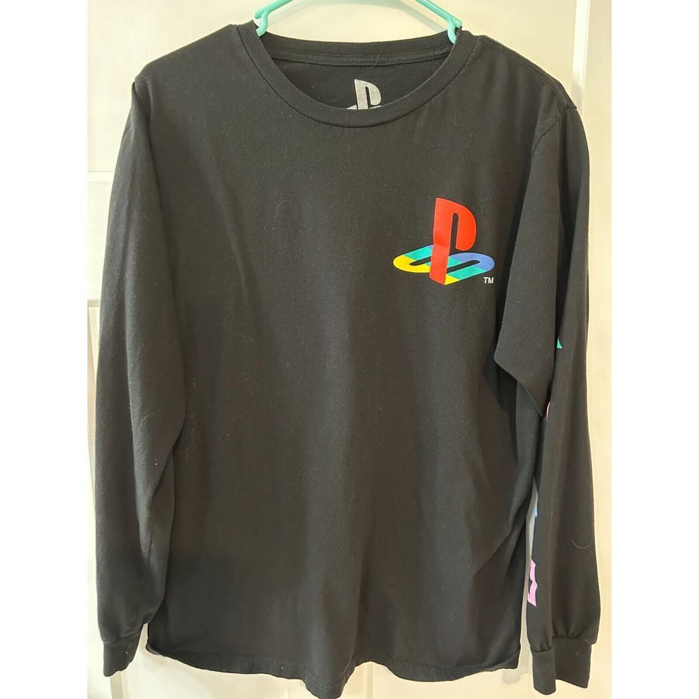 Sony PlayStation Men's Classic Logo Black‎ Long Sleeve T-Shirt Medium